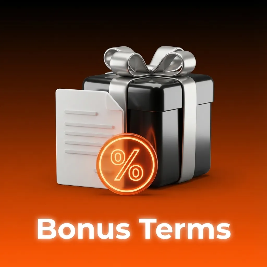 Illustrated “Bonus Terms” page listing rules for using online gambling bonuses, wagering, eligibility, and time limits.