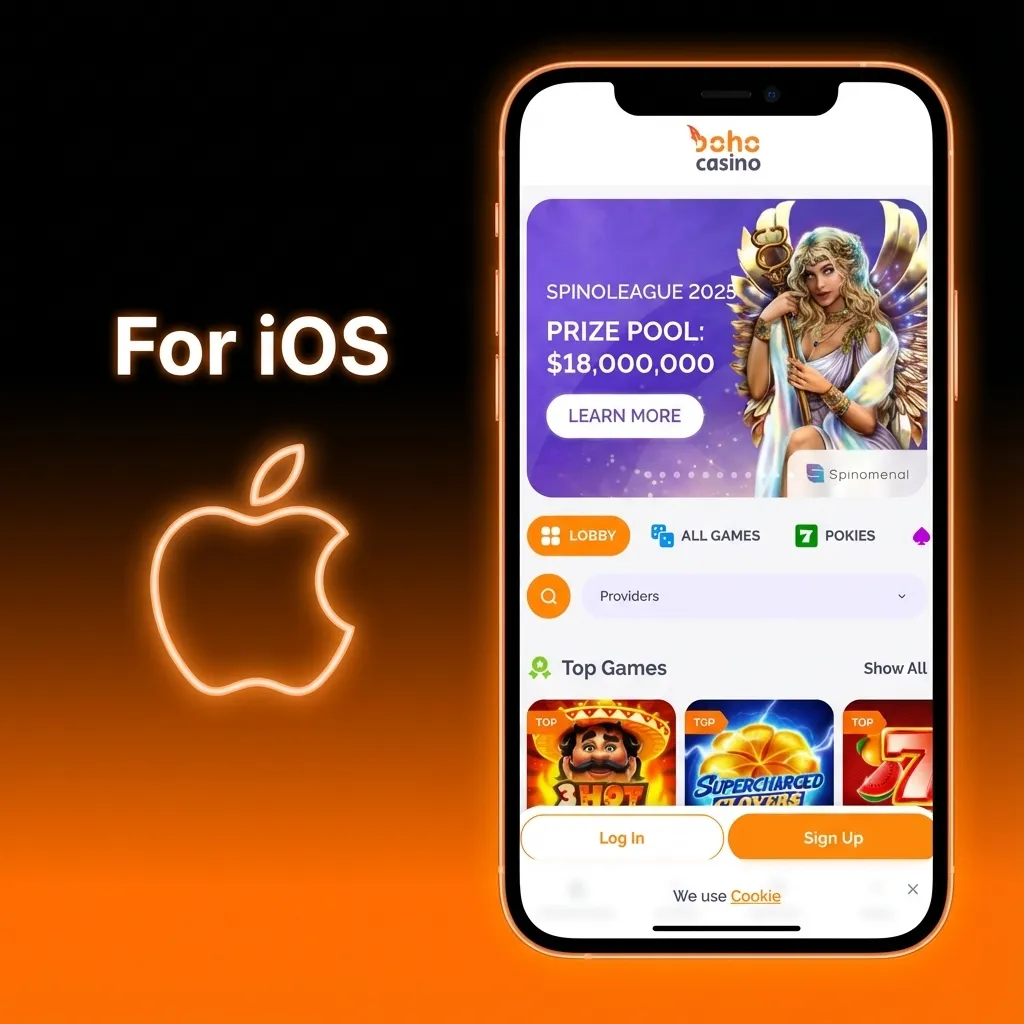 iPhone screen showing Safari “Add to Home Screen” shortcut for Boho casino web app instead of a native iOS app
