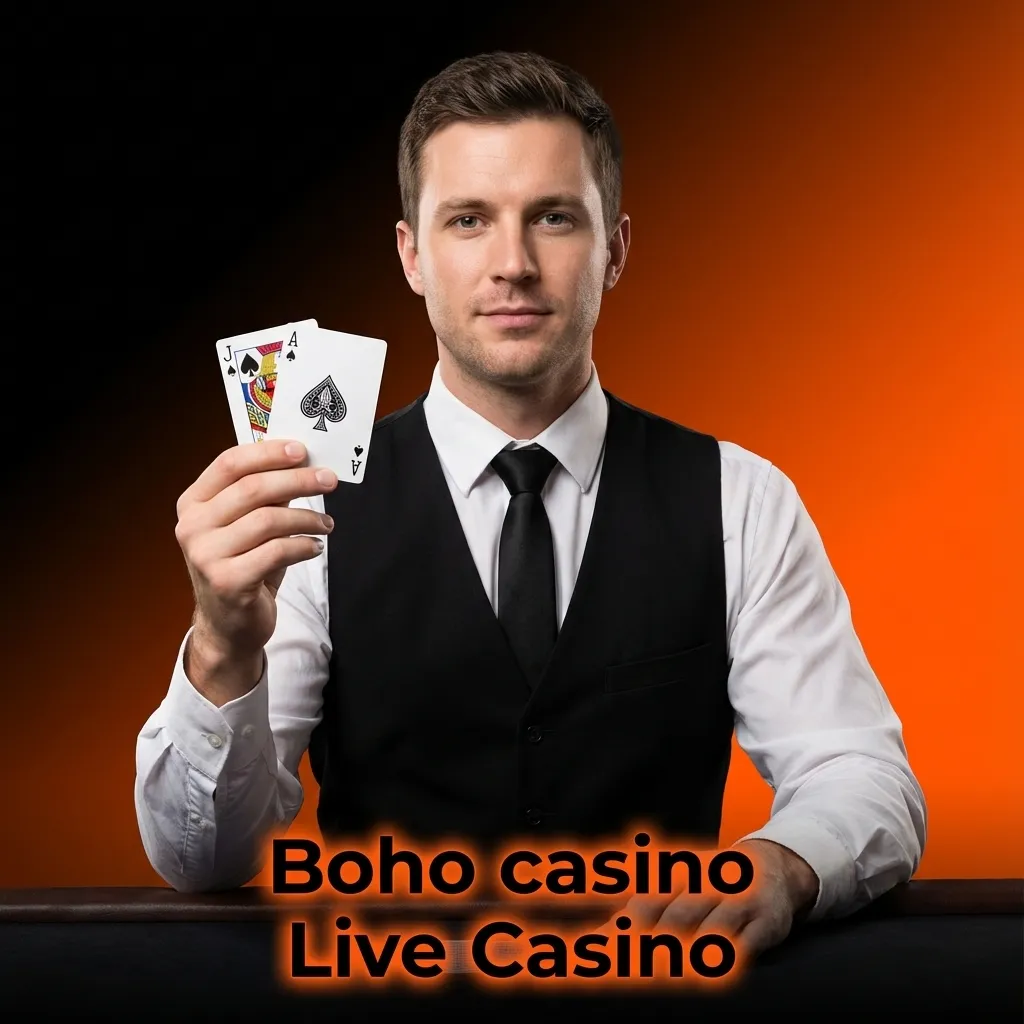 Boho casino live dealer tables with roulette wheel, blackjack, baccarat and colorful money wheel game show on studio screens