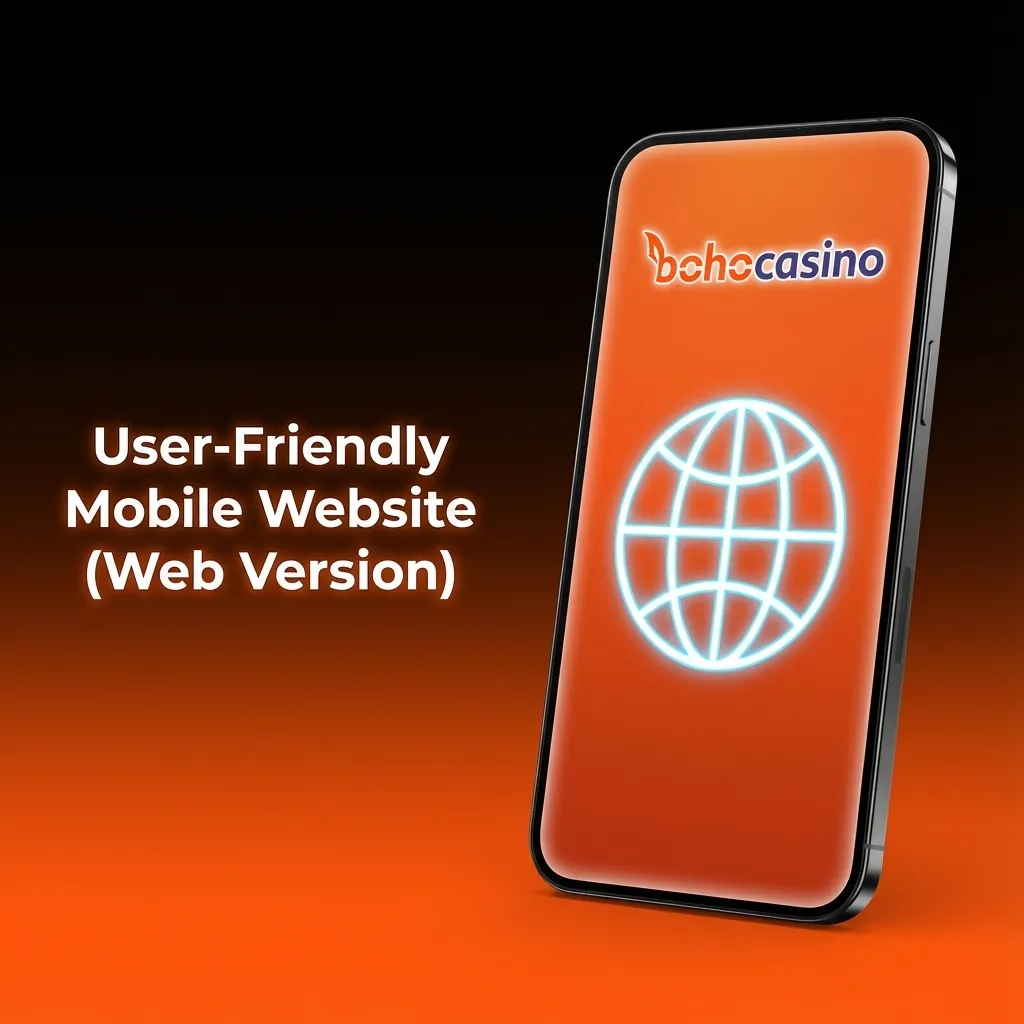 Smartphone showing Boho casino mobile website with pokies, live tables and account options on a clean, responsive interface