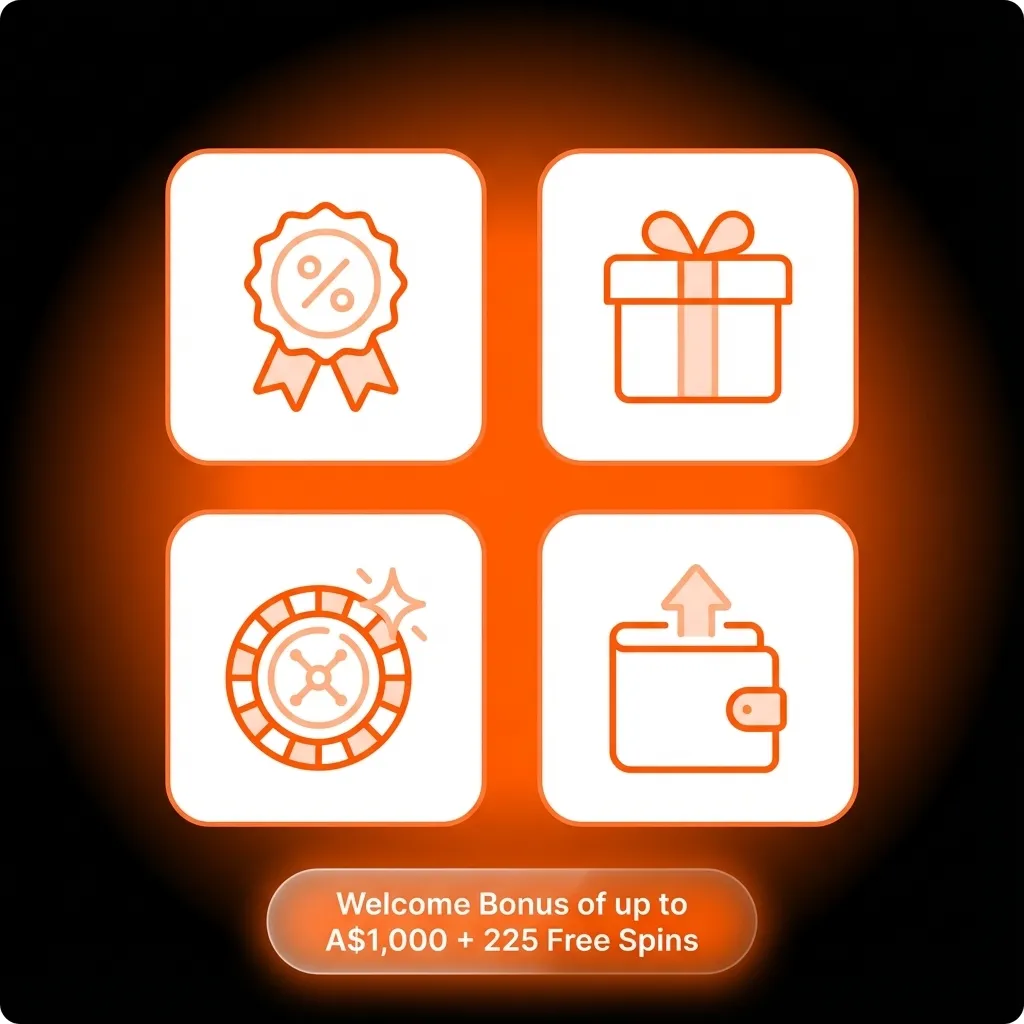 Boho Casino welcome offer banner: “Up to A$1,000 + 225 Free Spins” for new Australian players on first three deposits